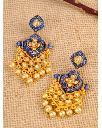Buy Online Royal Bling Earring Jewelry Gold-Plated Chandbali Yellow Meenakari Style With Pearls RAE1057 Jewellery RAE1057