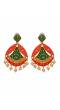 Gold Plated Beautiful Traditional Design Red & Green  Drop & Dangler Earrings RAE0829