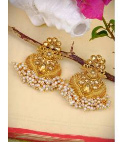 Traditional Gold Plated White Pearl Earring RAE0830