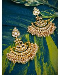 Buy Online Royal Bling Earring Jewelry Designer Gold-Plated Kundan Stone Pink Dangler White  Pearl Stone Studs Earrings RAE1145 Jewellery RAE1145