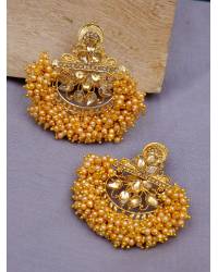 Buy Online Crunchy Fashion Earring Jewelry Traditional Gold-Plated Ethnic Kundan & Imitation Pearl Red Dangler Earrings  RAE1092 Jewellery RAE1092