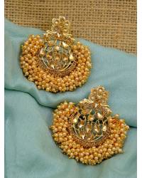 Buy Online Crunchy Fashion Earring Jewelry Crunchy Fashion Gold-Plated Blue Meenakari kundan Work Layered Chandbali Earrings RAE2026 Earrings RAE2026
