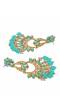 Gold Plated Long Floral Skyblue Pearl & Stone Chandbali Earrings RAERAE0836