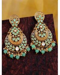 Buy Online Crunchy Fashion Earring Jewelry Crunchy Fashion Gold-Plated Imitattion Pearl & Red Kundan Earring With Maang Tika RAE1980 Jewellery RAE1980