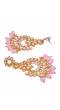 Long Floral Gold Plated Pink Stone & Peark Earring RAE0849