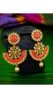 Traditional Floral Gold  Plated Red Dangler Earring RAE0856