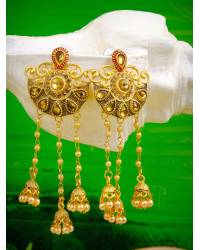 Buy Online Royal Bling Earring Jewelry Gold-plated Green Square Shape Pearl Dangler Earrings RAE1536 Jewellery RAE1536