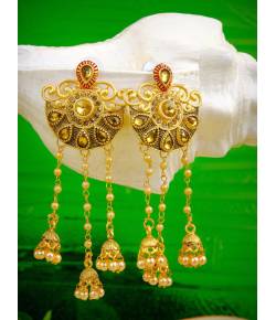 Indian Traditional Gold Plated Long Dangler  Small jhumki Earring RAE0857
