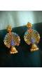 Gold Plated Peacock Design Multicolor Jhumka style Dangle Earrings RAE0858