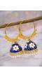 Gold plated Kundan Flower Meenakari Navy BlueHoop Jhumka  Earrings  With White Pearl Earrings RAE0861