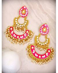 Buy Online Royal Bling Earring Jewelry Gold Plated Long Floral Skyblue Pearl Chandbali Earrings RAE0848 Jewellery RAE0848