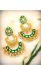 Crunchy Fashion Gold-Plated Floral Meenakari & Pearl Green Hoop Jhumka  Earrings  RAE0870