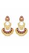 Crunchy Fashion Gold-Plated Floral Meenakari & Pearl Maroon Hoop Jhumka  Earrings  RAE0871