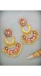 Crunchy Fashion Gold-Plated Floral Meenakari & Pearl Maroon Hoop Jhumka  Earrings  RAE0871