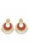 Crunchy Fashion Gold-Plated Floral Meenakari & Pearl Red Hoop Jhumka  Earrings  RAE0872