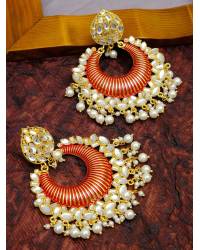 Buy Online Crunchy Fashion Earring Jewelry Crunchy Fashion Gold-Plated Black Meenakari kundan Work Layered Chandbali Earrings RAE2022 Earrings RAE2022