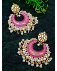 Buy Online Crunchy Fashion Earring Jewelry Golden Traditional Oversized  Floral Pink Kundan  Pearl Beads Maang Tika  CFTK0022 Jewellery CFTK0022