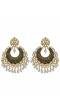 Crunchy Fashion Gold-Plated Floral Meenakari & Pearl Black Hoop Jhumka  Earrings  RAE0874