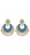 Crunchy Fashion Gold-Plated Floral Meenakari & Pearl Blue Hoop Jhumka  Earrings  RAE0875