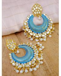 Buy Online Crunchy Fashion Earring Jewelry Antique Design With Kundan & Imitation Pearls Spare Head Gold-Plated Earrings RAE1090 Jewellery RAE1090