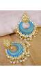 Crunchy Fashion Gold-Plated Floral Meenakari & Pearl Blue Hoop Jhumka  Earrings  RAE0875