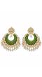 Crunchy Fashion Gold-Plated Floral Meenakari & Pearl Green Hoop Jhumka  Earrings  RAE0876