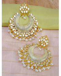 Buy Online Royal Bling Earring Jewelry Ethnic Gold-Plated Jadau Red Kundan Long Pearl Earrings RAE1760 Jewellery RAE1760