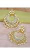Crunchy Fashion Gold-Plated Floral Meenakari & Pearl White Hoop Jhumka  Earrings  RAE0877