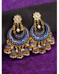 Buy Online Crunchy Fashion Earring Jewelry Crunchy Fashion Gold-Plated Grey Chandbali Kundan Pearl Earrings Tikka Set RAE2155 Earrings RAE2155