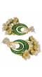 Gold Plated Little Jhumkis Hanging Studded Green Chandbali Earrings RAE0883