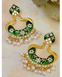 Buy Online Crunchy Fashion Earring Jewelry Gold Indo Western White Statement Dangler Earrings CFE1755 Jewellery CFE1755