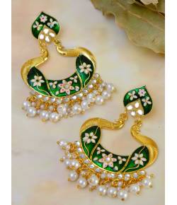 Indian Rajasthan Green Meenakari Ethnic Peacock Trendy Stylish Earring RAE0887