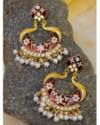 Buy Online Royal Bling Earring Jewelry Crunchy Fashion Gold-Tone Blue Green Kundan Meenakari Earrings RAE2239 Earrings RAE2239