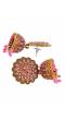 Meenakari Round Floral Pink Golden Earrings RAE0910