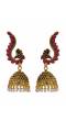 Gold Plated Meenakari Beautiful Maroon Peacock Design Jhumka Earring RAE0920