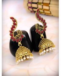 Buy Online Crunchy Fashion Earring Jewelry Gold plated Antique Green Floral Jhumka Earrings RAE0938 Jewellery RAE0938