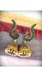 Gold Plated Meenakari Beautiful green Peacock Design Jhumka Earring RAE0921