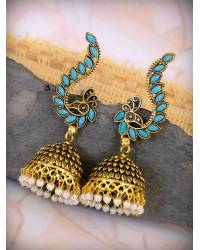 Buy Online Crunchy Fashion Earring Jewelry Traditional Gold Plated Dark Green  Kundan & Perl layered Earrings RAE0619 Jewellery RAE0619