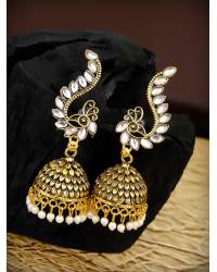 Buy Online Royal Bling Earring Jewelry Traditional Gold-Tone Turquoise Blue Peacock Pearl Earrings RAE2295 Jhumki RAE2295