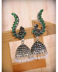 Buy Online Royal Bling Earring Jewelry Oxidized Silver Green Color Dangler Earring RAE0752  Jewellery RAE0752