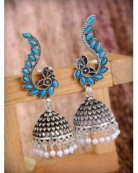 Buy Online Crunchy Fashion Earring Jewelry Traditional Lotus Green & White Chandbali Dangler Earrings RAE0822 Jewellery RAE0822