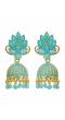 Gold plated Antique Blue Floral Jhumka Earrings RAE0935