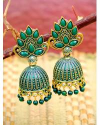 Buy Online Crunchy Fashion Earring Jewelry Crunchy Fashion Gold-Plated Lotus Floral stud  peach Meenakari & Pearl Earrings RAE1718 Earrings RAE1718