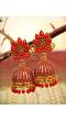 Gold plated Antique Red Floral Jhumka Earrings RAE0939