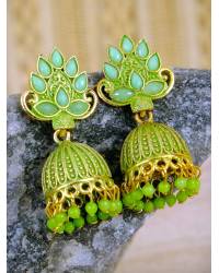 Buy Online Royal Bling Earring Jewelry Five AD Row Green Drop Earrings Jewellery CFE0319
