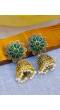 Traditional Gold plated Green Kundan Earring With Pearls RAE0943