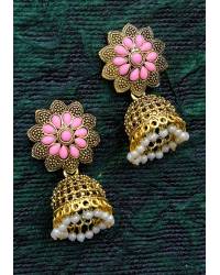 Buy Online Royal Bling Earring Jewelry Crunchy Fashion Gold & Light Pink Kundan Square Pearl Drop Dangler Earrings RAE2231 Earrings RAE2231
