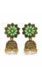 Traditional Gold Plated Floral Sea Green Earrings With Pearls RAE0945