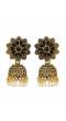 Traditional Gold Plated Floral Black Earring With Pearls RAE0946