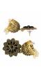 Traditional Gold Plated Floral Black Earring With Pearls RAE0946